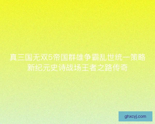 真三国无双5帝国群雄争霸乱世统一策略新纪元史诗战场王者之路传奇